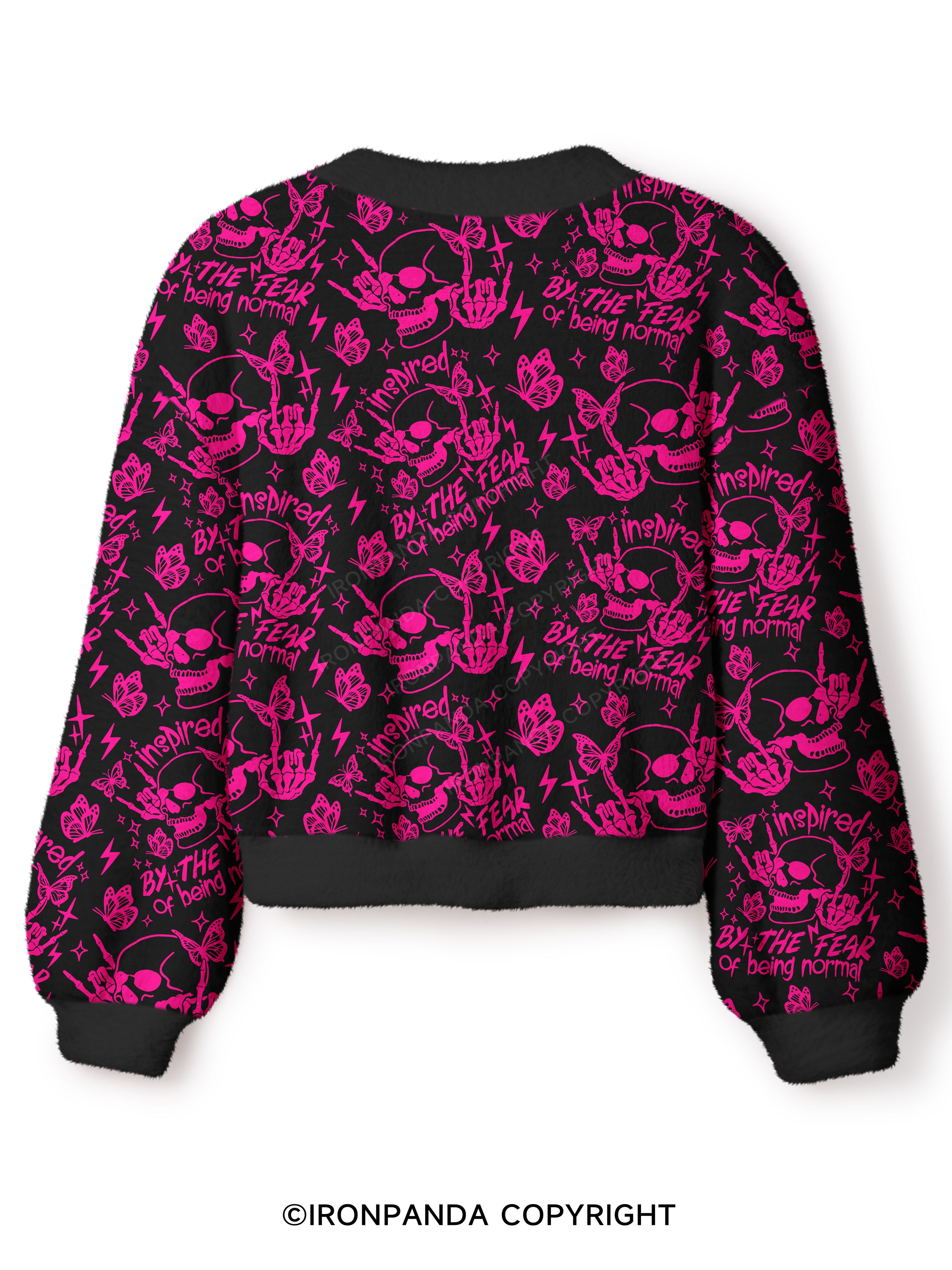 INSPIRED BY THE FEAR OF BEING NORMAL SKELETON Crop Ugly Cardigan Sweater