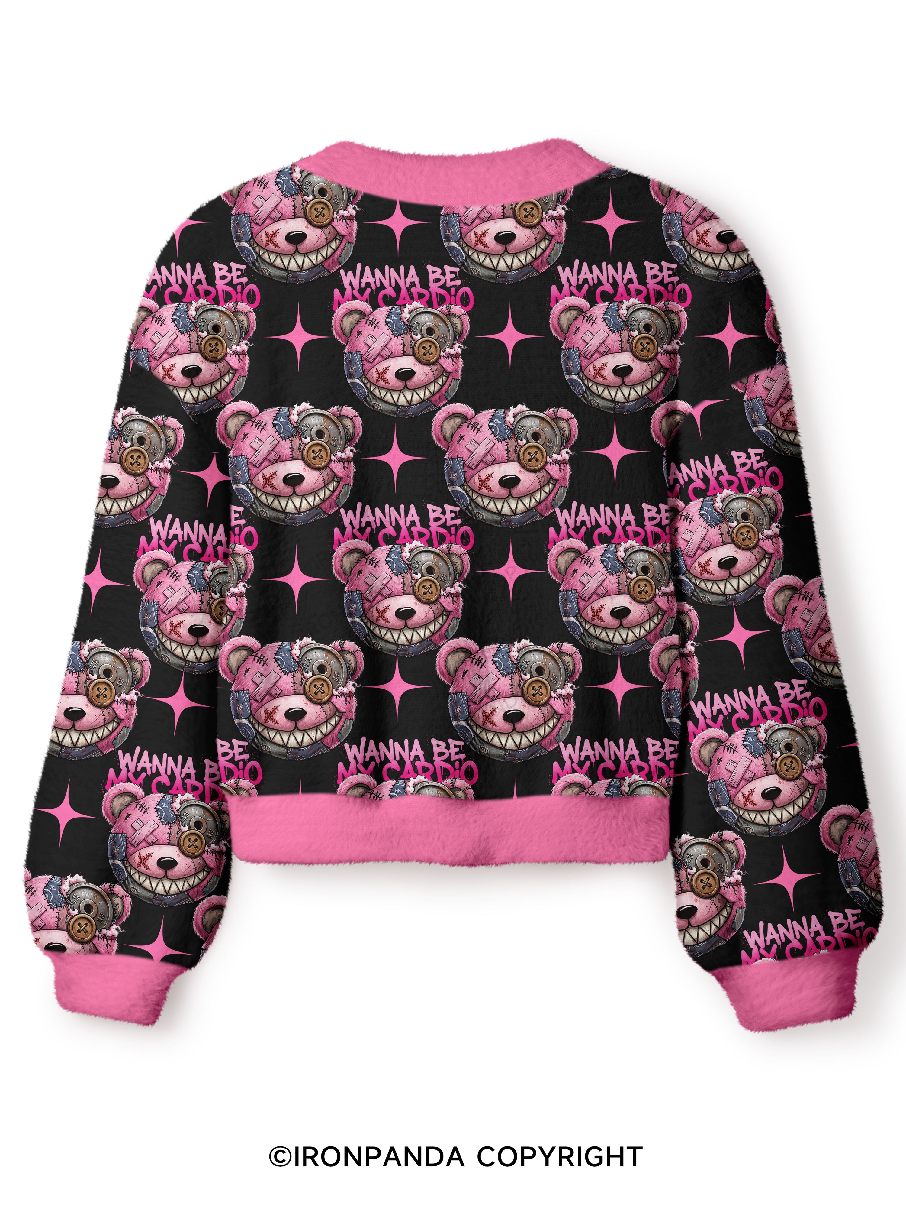 WANNA BE MY CARDIO Crop Ugly Cardigan Sweater