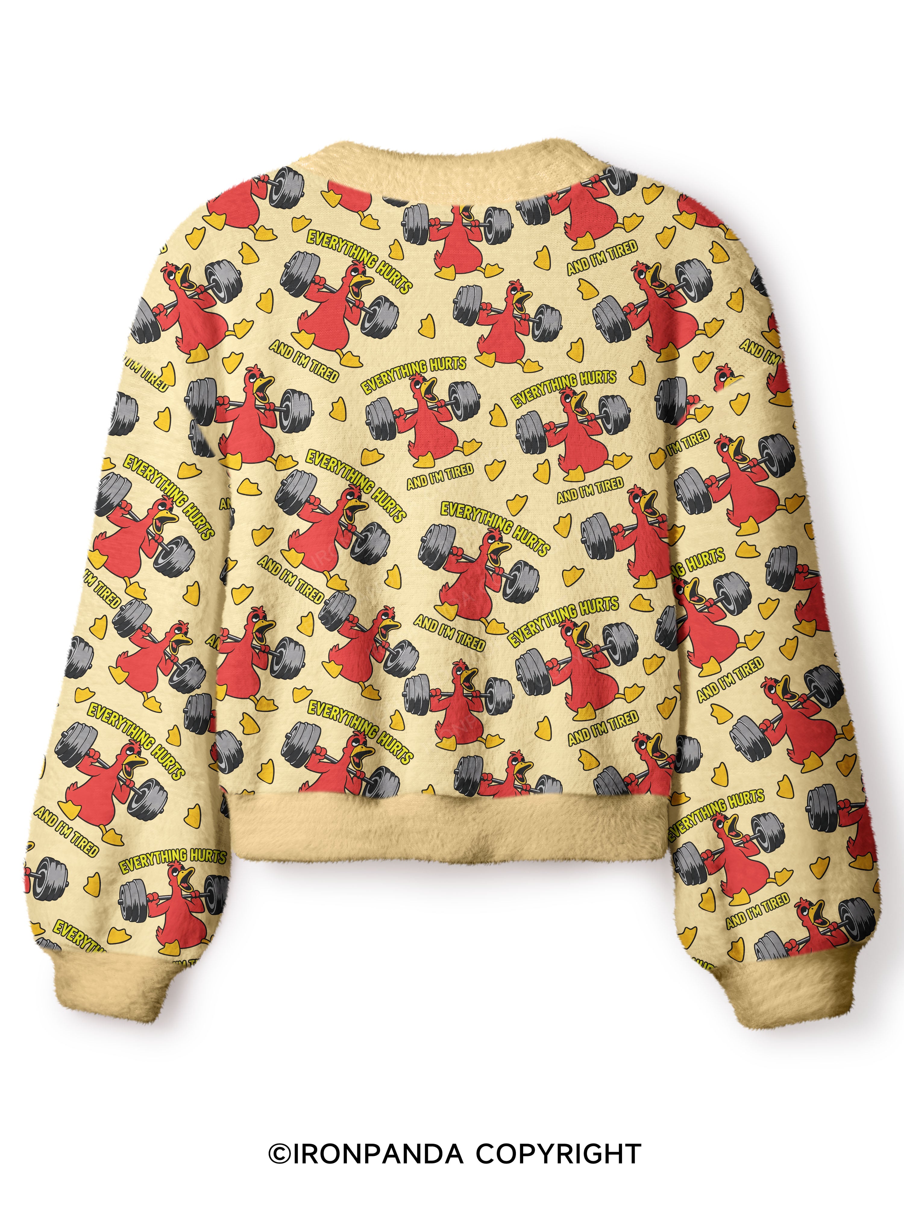 Everthing Hurts And I'm Tired Weightlifting Duck Crop Ugly Cardigan Sweater