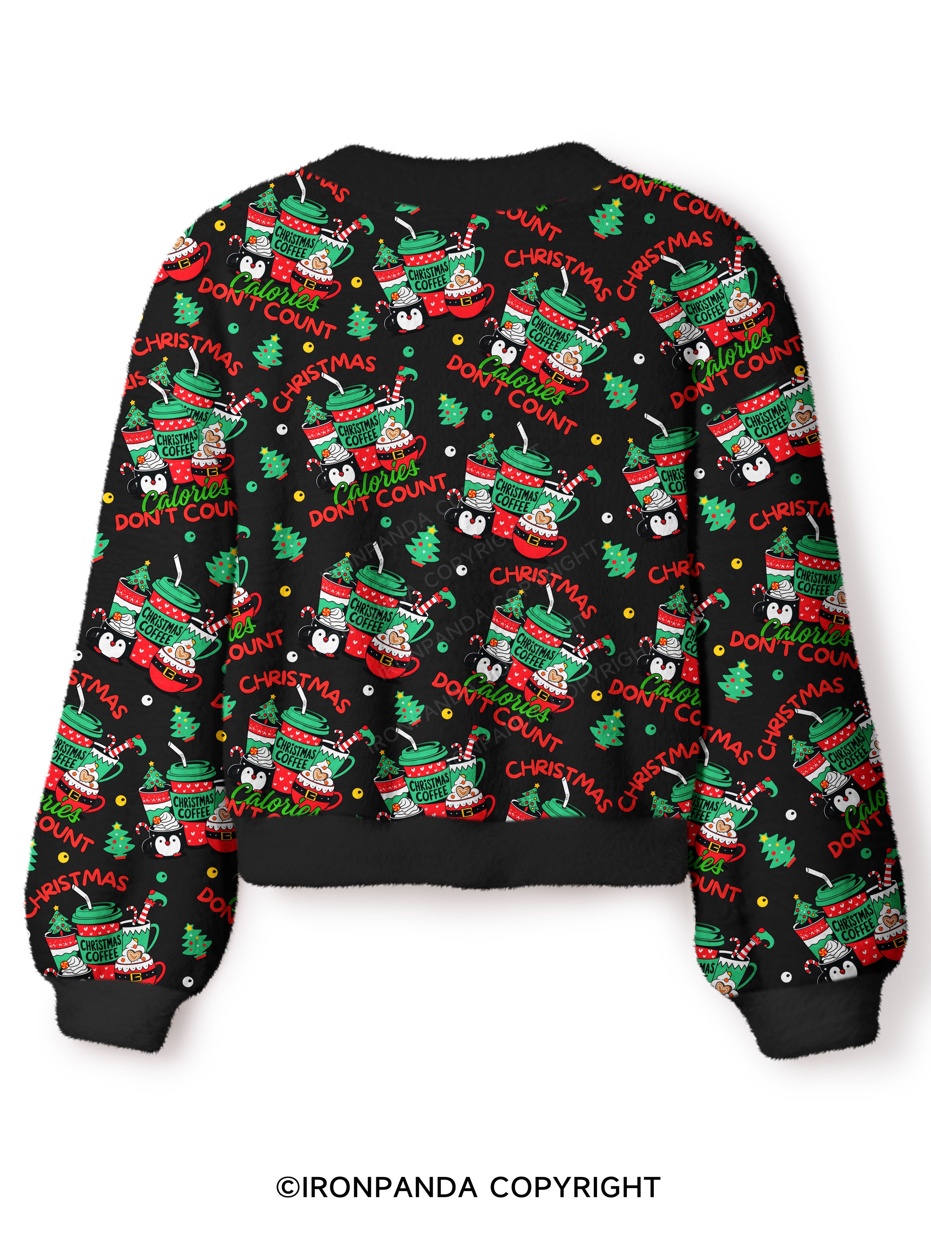 CHRISTMAS CALORIES DON'T COUNT Crop Ugly Cardigan Sweater