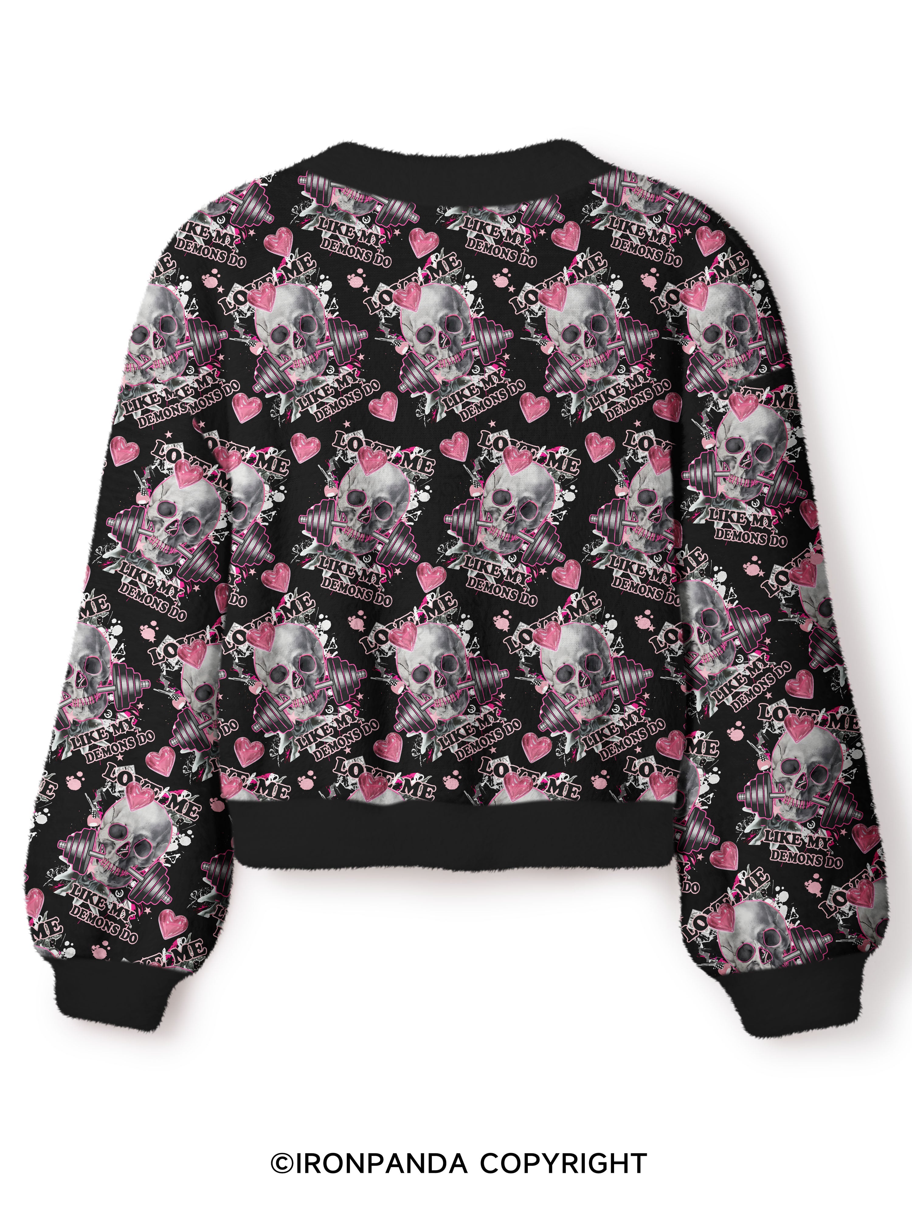 LOVE ME LIKE MY DEMONS DO Crop Ugly Cardigan Sweater