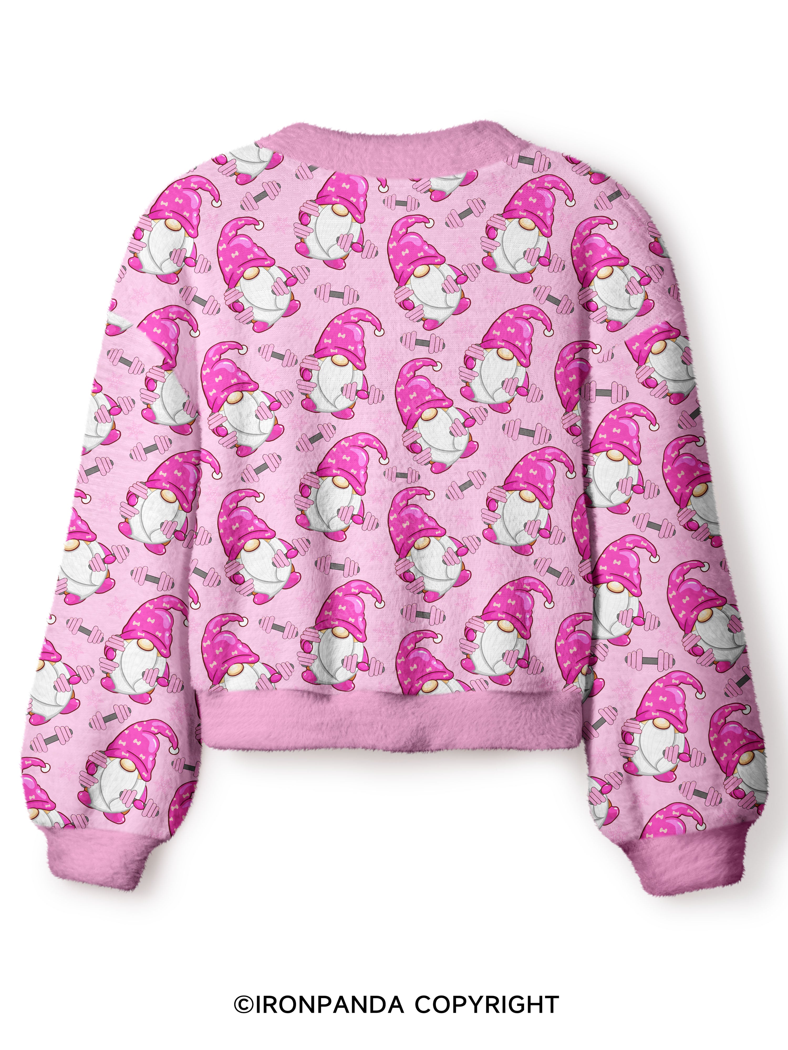 gnome no lift no gift Crop Ugly Cardigan Sweater
