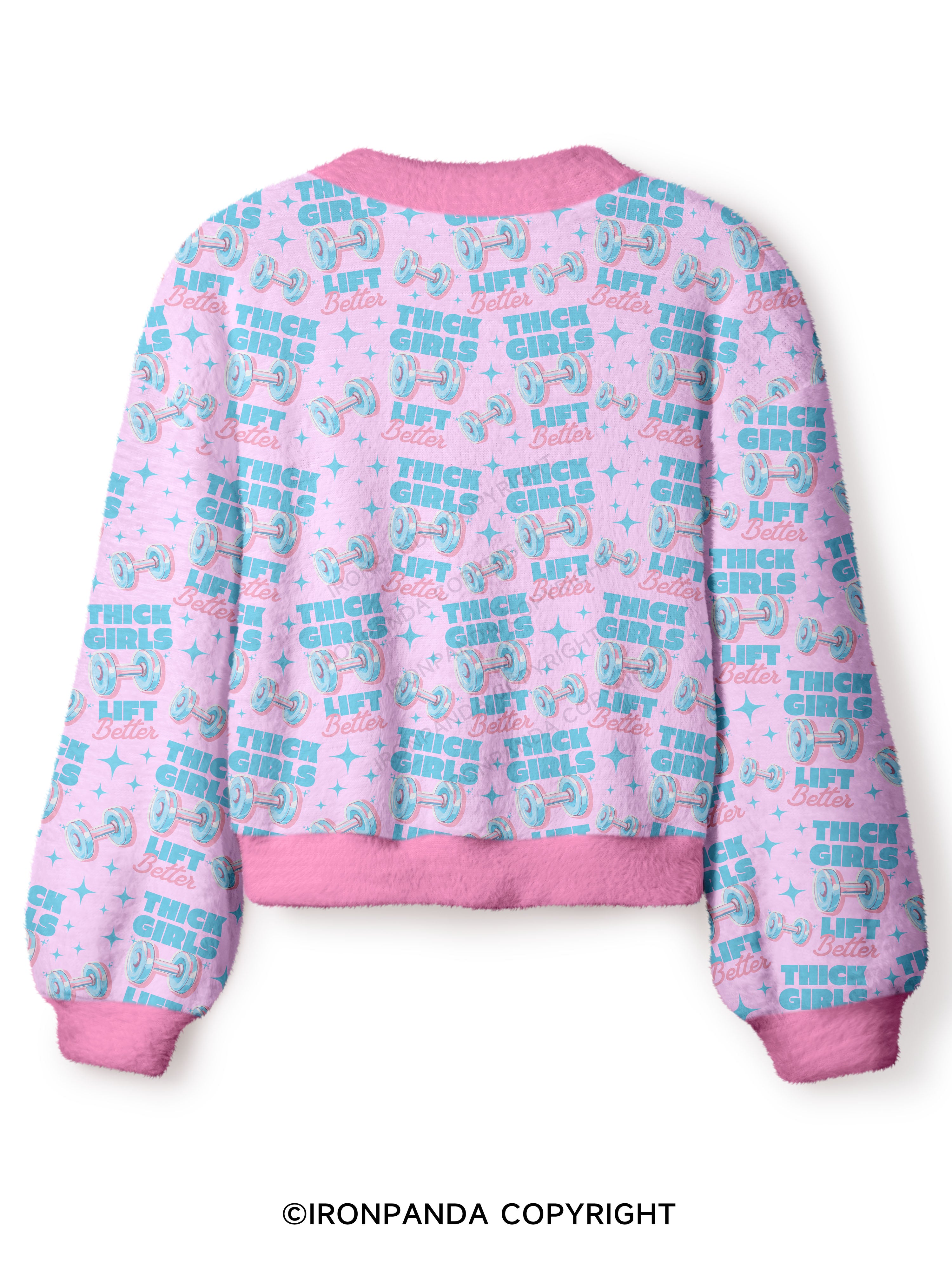 THICK THIGHS LIFT BETTER Crop Ugly Cardigan Sweater