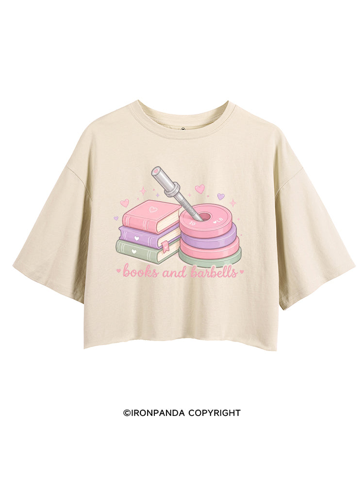 BOOKS AND BARBELLS WORKOUT CROP TOPS