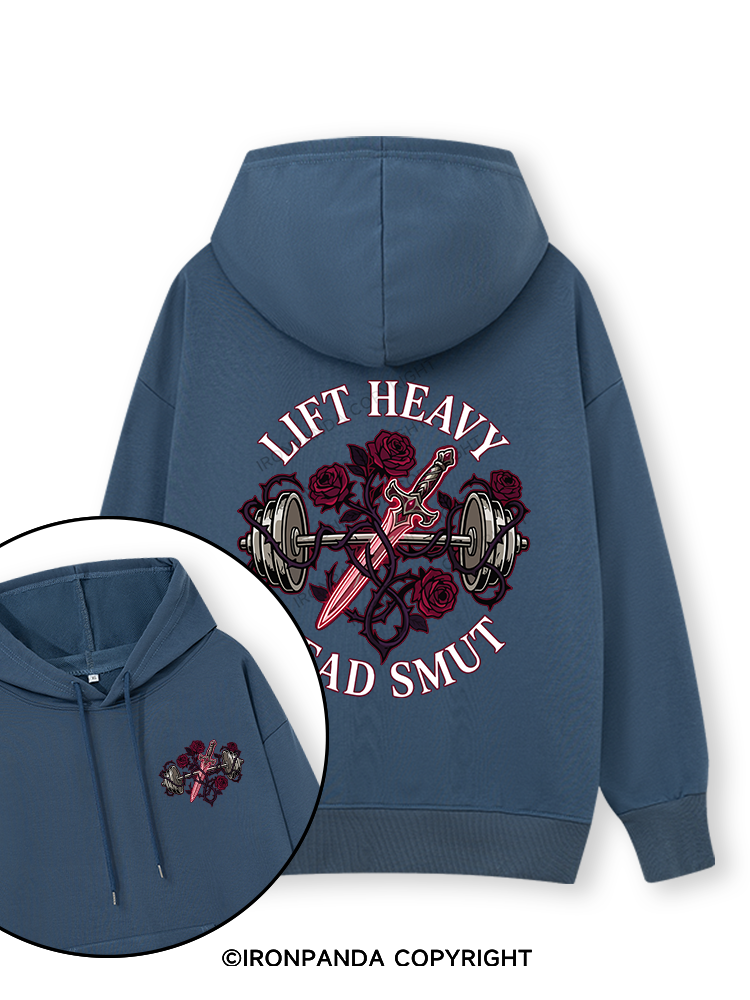 LIFT HEAVY READ SMUT Double-Sided Printed Classic Gym Hoodie