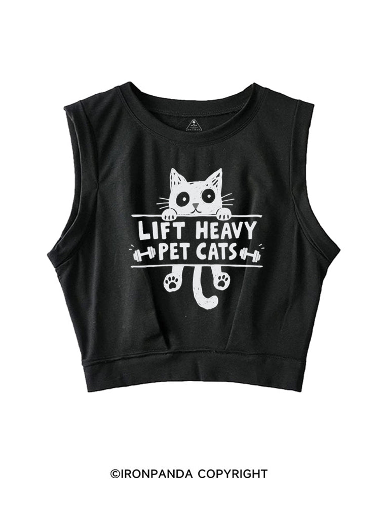 LIFT HEAVY PET CATS GYM KITTY SLEEVELESS CROP TOPS
