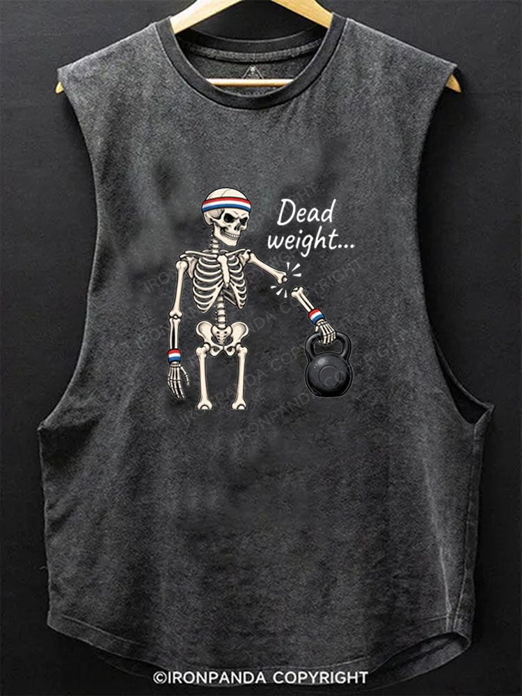 Dead Weight Funny Skeleton Scoop Bottom Cotton Tank