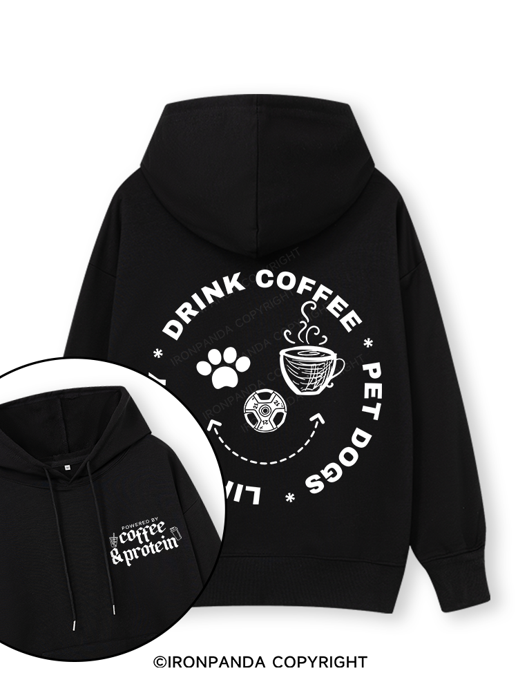 Lift Heavy, Drink Coffee, Pet Dogs Double-Sided Printed Classic Gym Hoodie