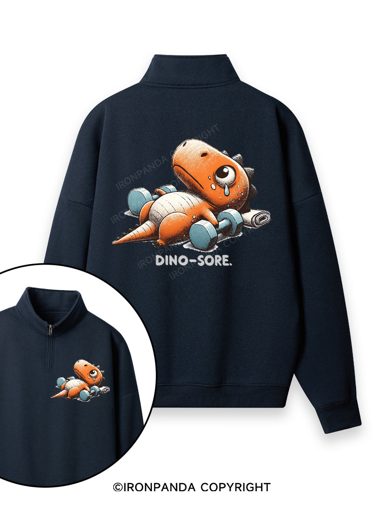 Dino-Sore After Workout Double-Sided Printed Quarter-Zip Fleece Sweatshirt