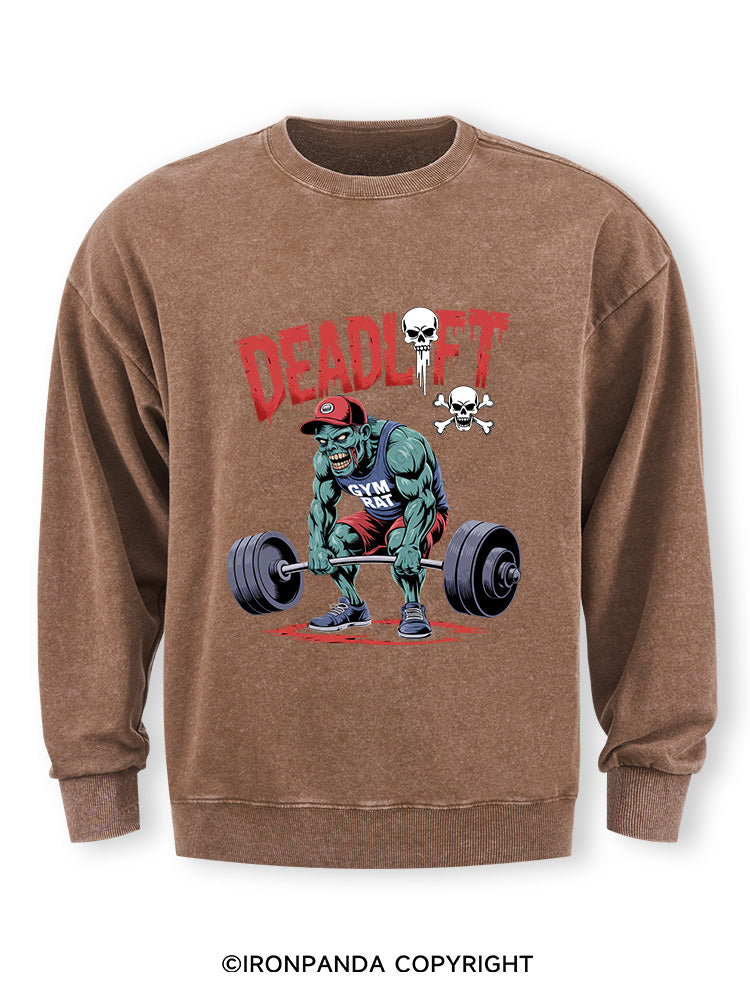 Zombie Funny Deadlift Washed Sweatshirt