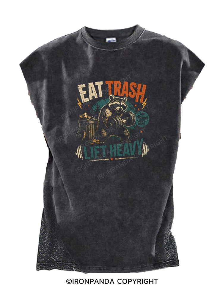Eat Trash Lift Heavy Raccoon Cut Off Tank