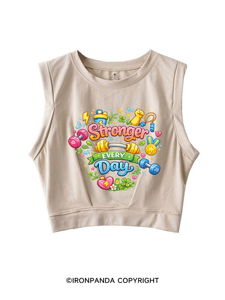 STRONGER EVERY DAY COLORFUL FITNESS SLEEVELESS CROP TOPS