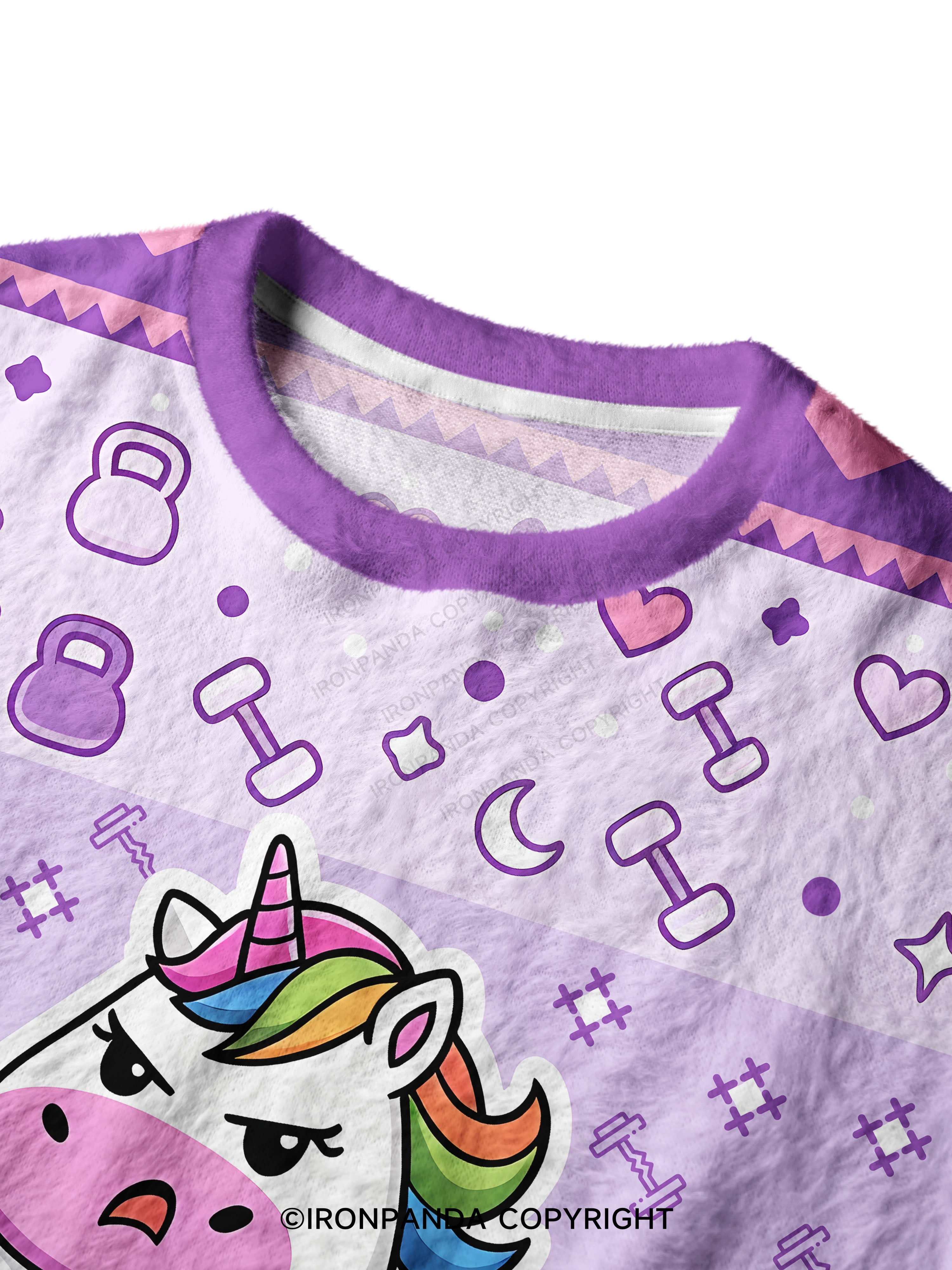 installing muscles gym unicorn Ugly Fuzzy Fleece Sweater