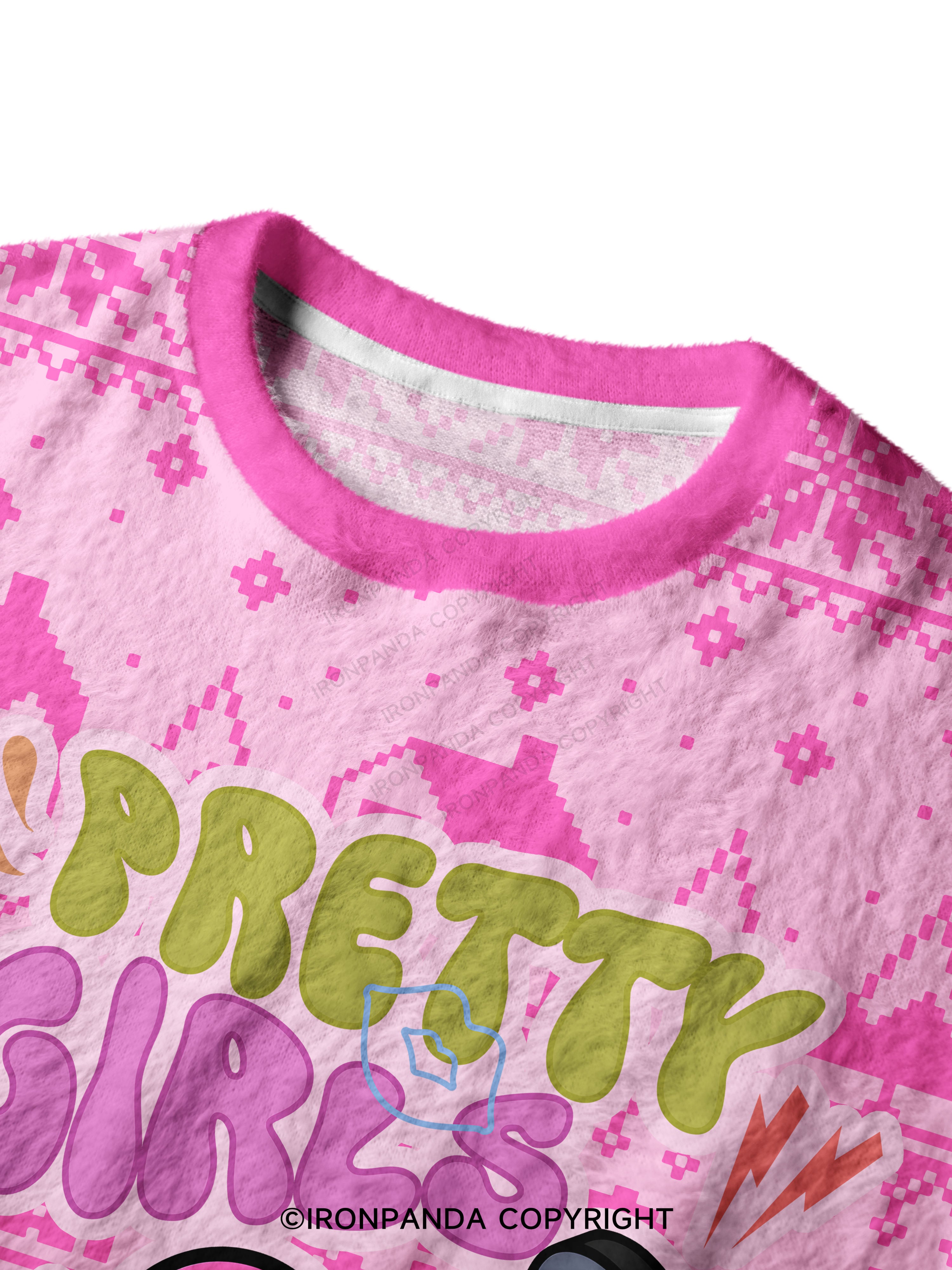 PRETTY GIRLS LIFT HEAVY Ugly Fuzzy Fleece Sweater