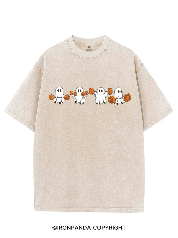 WEIGHT LIFTING GHOSTS FUNNY FITNESS VINTAGE GYM SHIRT