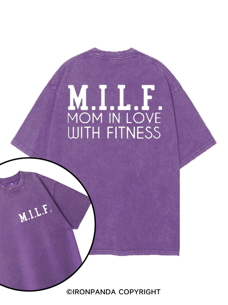 M.I.L.F. MOM IN LOVE WITH FITNESS printed Gym Shirt