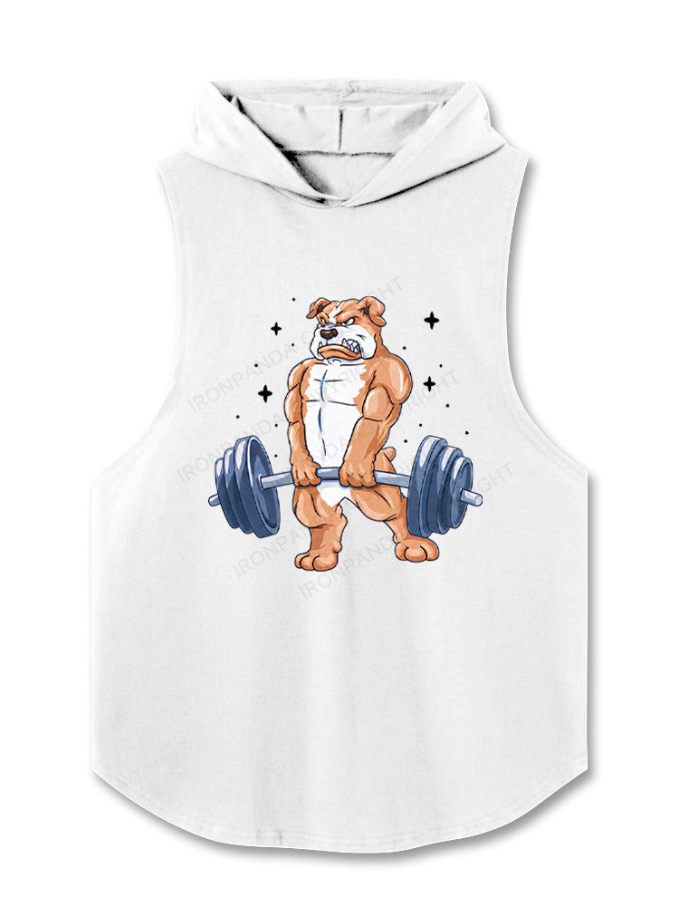 Bulldog Bodybuilder Barbell Hooded Tank