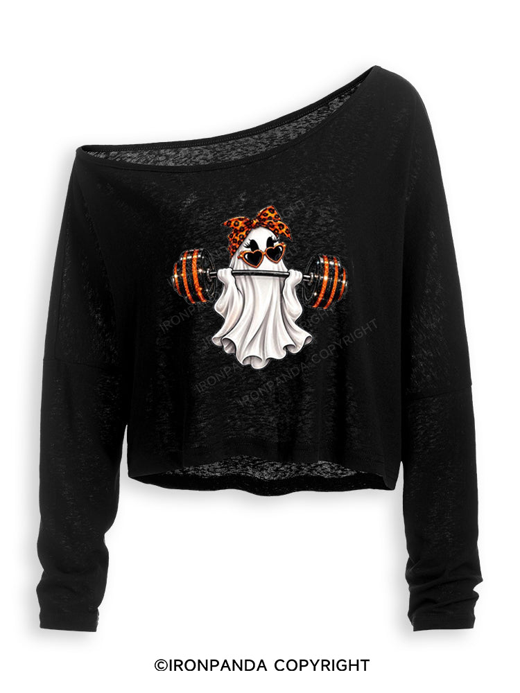 HALLOWEEN GLAM SPARKLE BOOTY BUILDER Off Shoulder Long Sleeve Crop Top