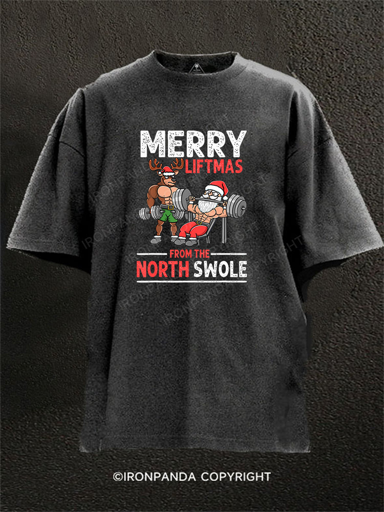 MERRY LIFTMAS FROM THE NORTH SWOLE Washed Gym Shirt