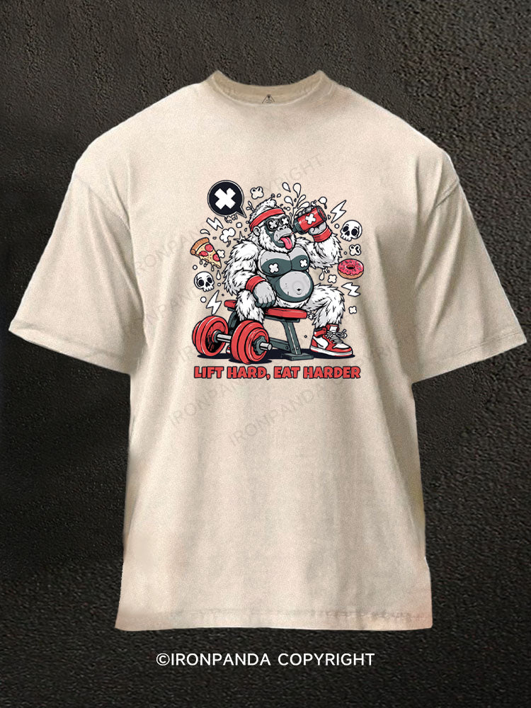 LIFT HARD EAT HARDER Washed Gym Shirt