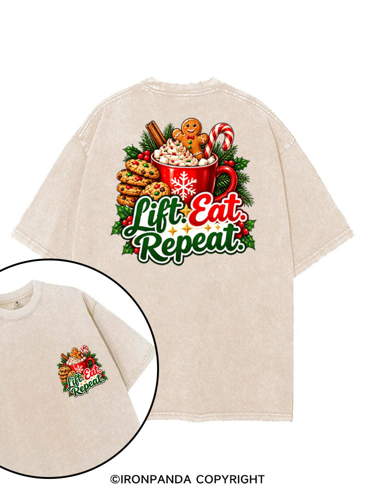 LIFT EAT REPEAT HOT COCOA & COOKIES printed Gym Shirt