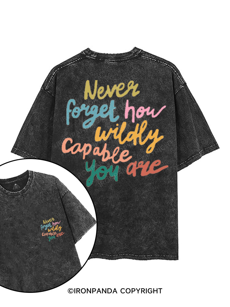 NEVER FORGET HOW WILDLY CAPABLE YOU ARE printed Gym Shirt