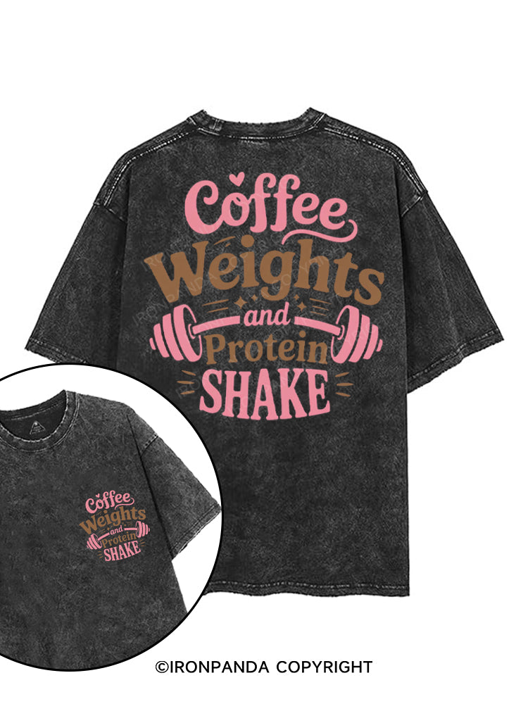 COFFEE WEIGHTS AND PROTEIN SHAKE printed Gym Shirt