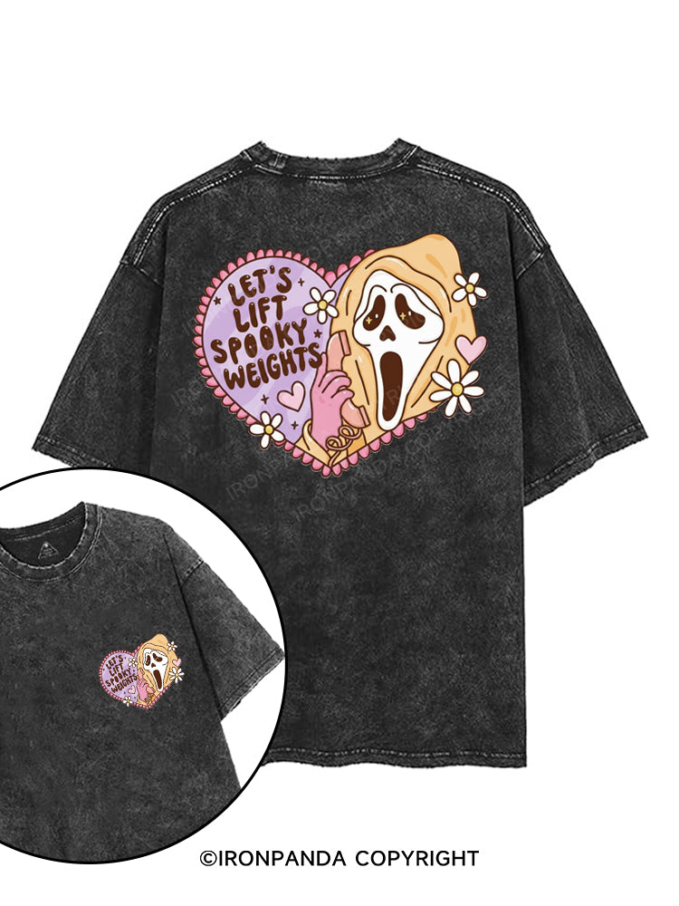 LET'S LIFT SPOOKY WEIGHTS printed Gym Shirt