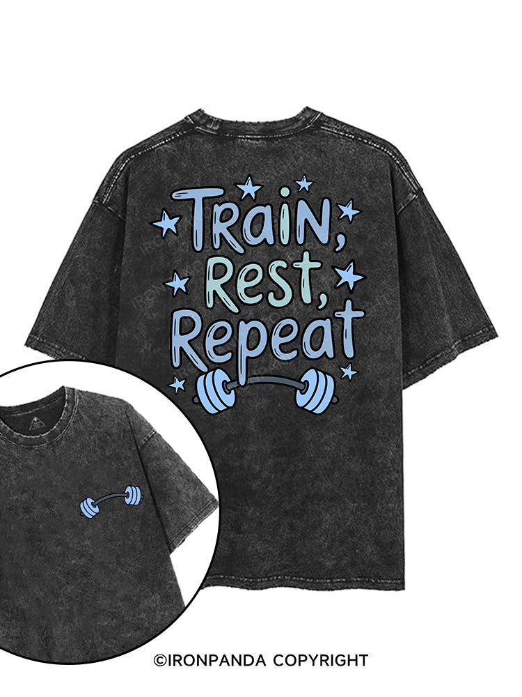 TRAIN, REST, REPEAT printed Gym Shirt
