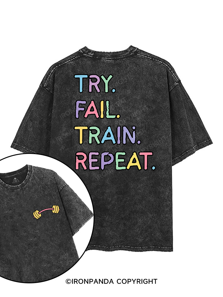 TRY FAIL TRAIN REPEAT printed Gym Shirt