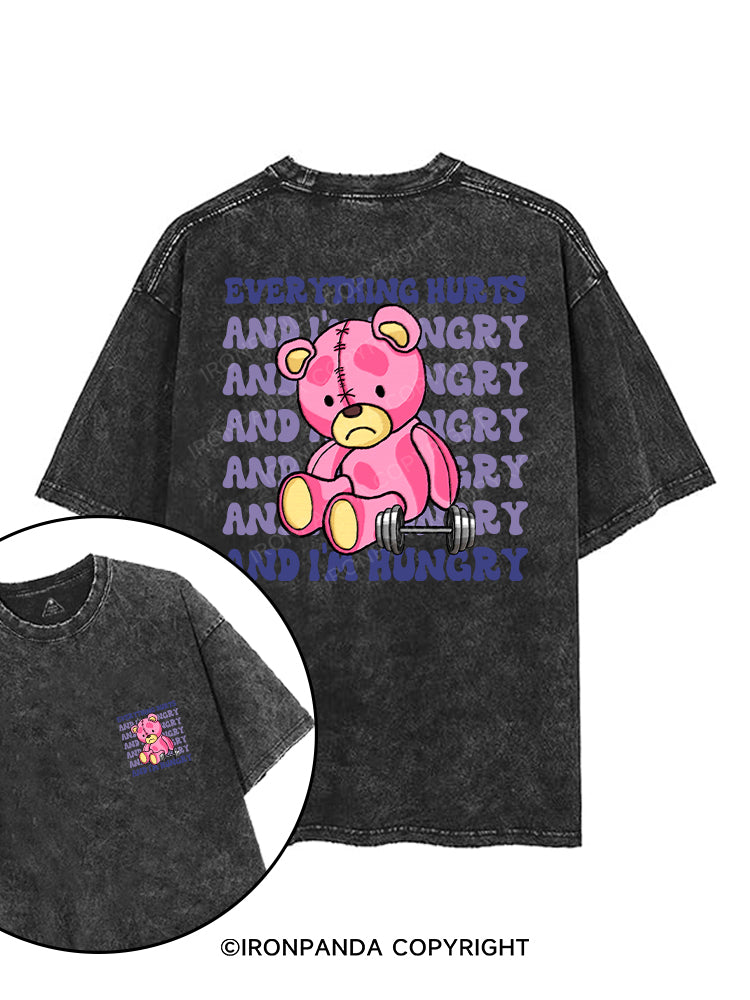 EVERYTHING HURTS AND I'M HUNGRY printed Gym Shirt