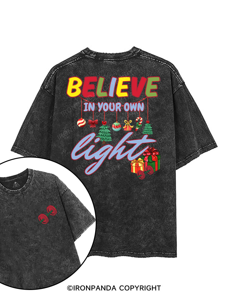 BELIEVE IN YOUR OWN LIGHT printed Gym Shirt