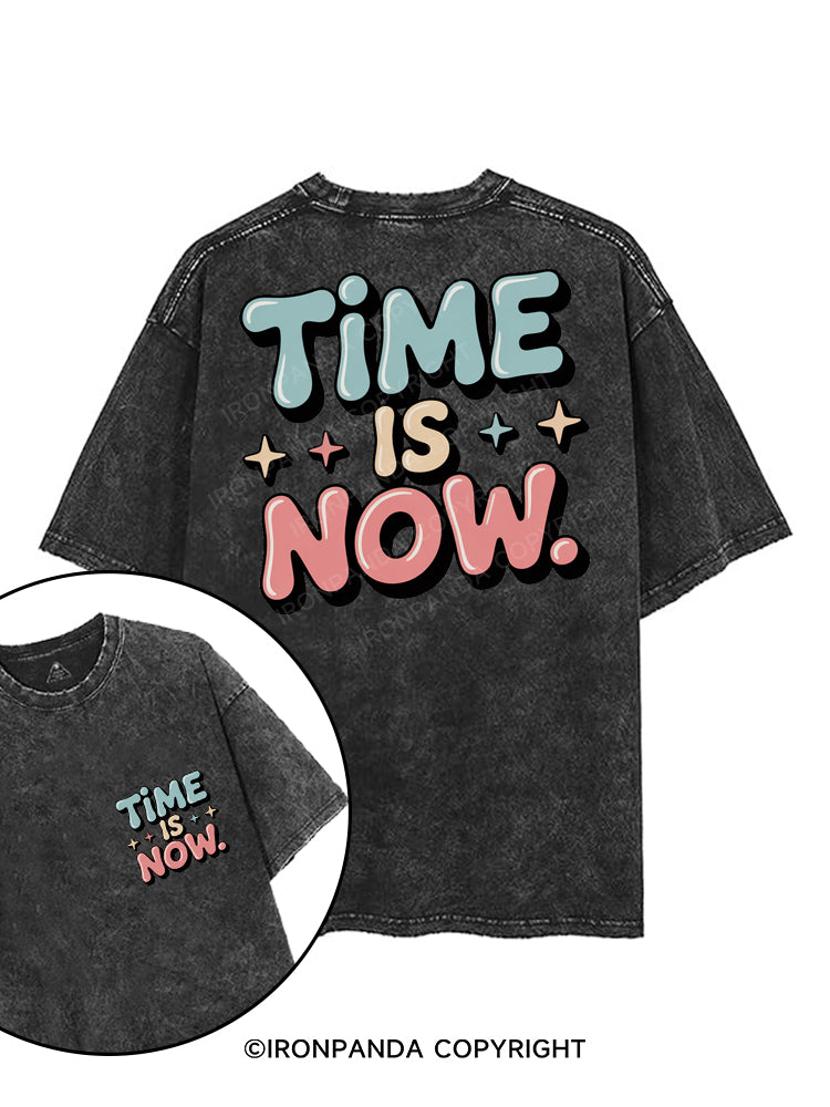 TIME IS NOW printed Gym Shirt