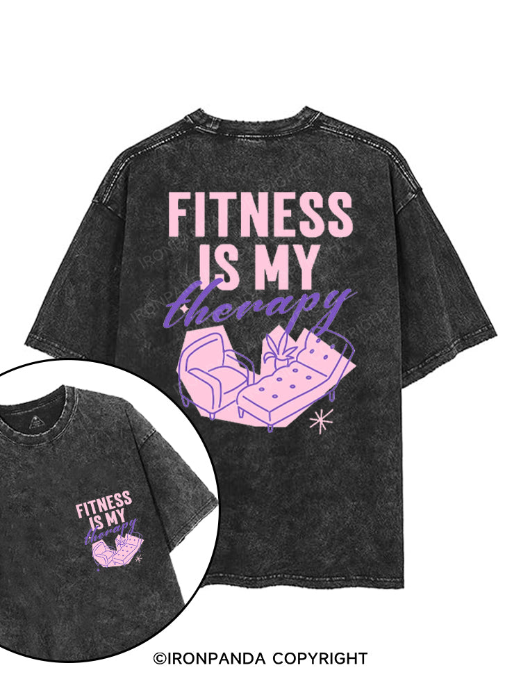 FITNESS IS MY THERAPY printed Gym Shirt