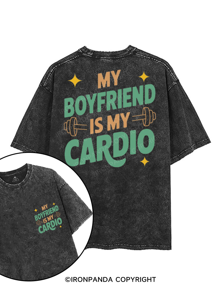 MY BOYFRIEND IS MY CARDIO printed Gym Shirt