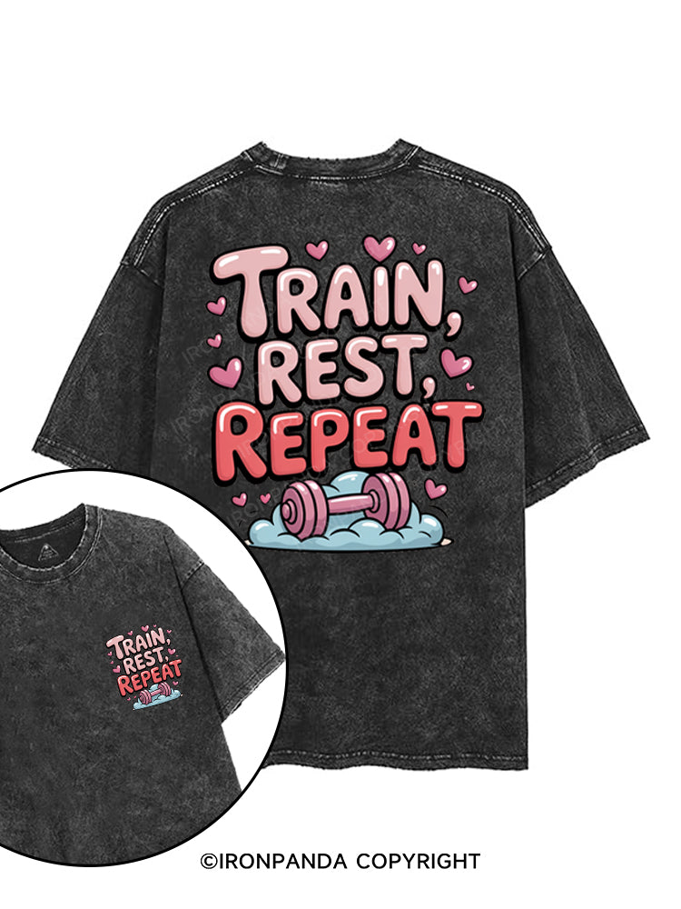 TRAIN, REST, REPEAT printed Gym Shirt