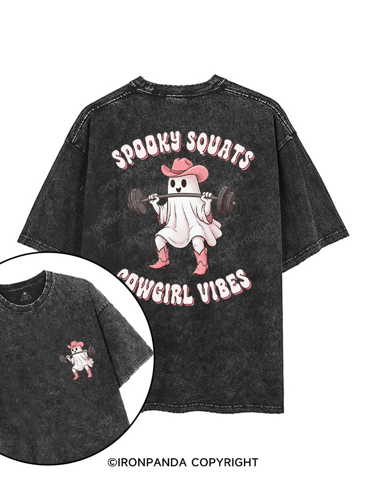 SPOOKY SQUATS COWGIRL VIBES printed Gym Shirt