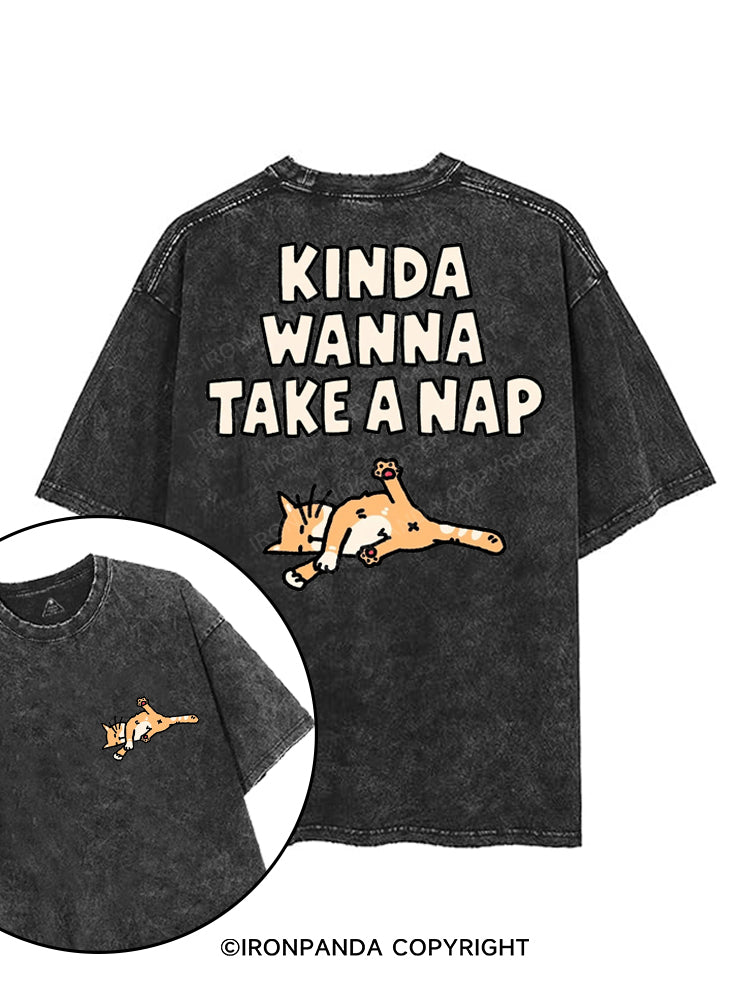 KINDA WANNA TAKE A NAP printed Gym Shirt