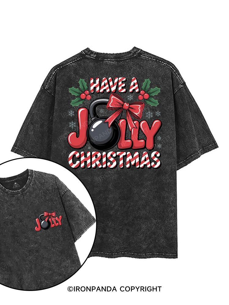 HAVE A JOLLY CHRISTMAS printed Gym Shirt