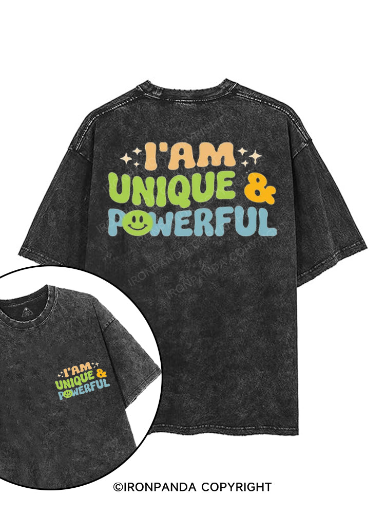 I AM UNIQUE & POWERFUL printed Gym Shirt
