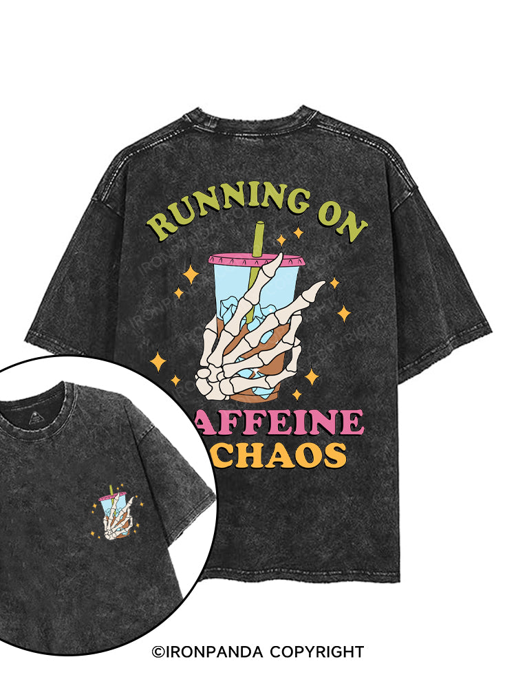 RUNNING ON CAFFEINE & CHAOS printed Gym Shirt