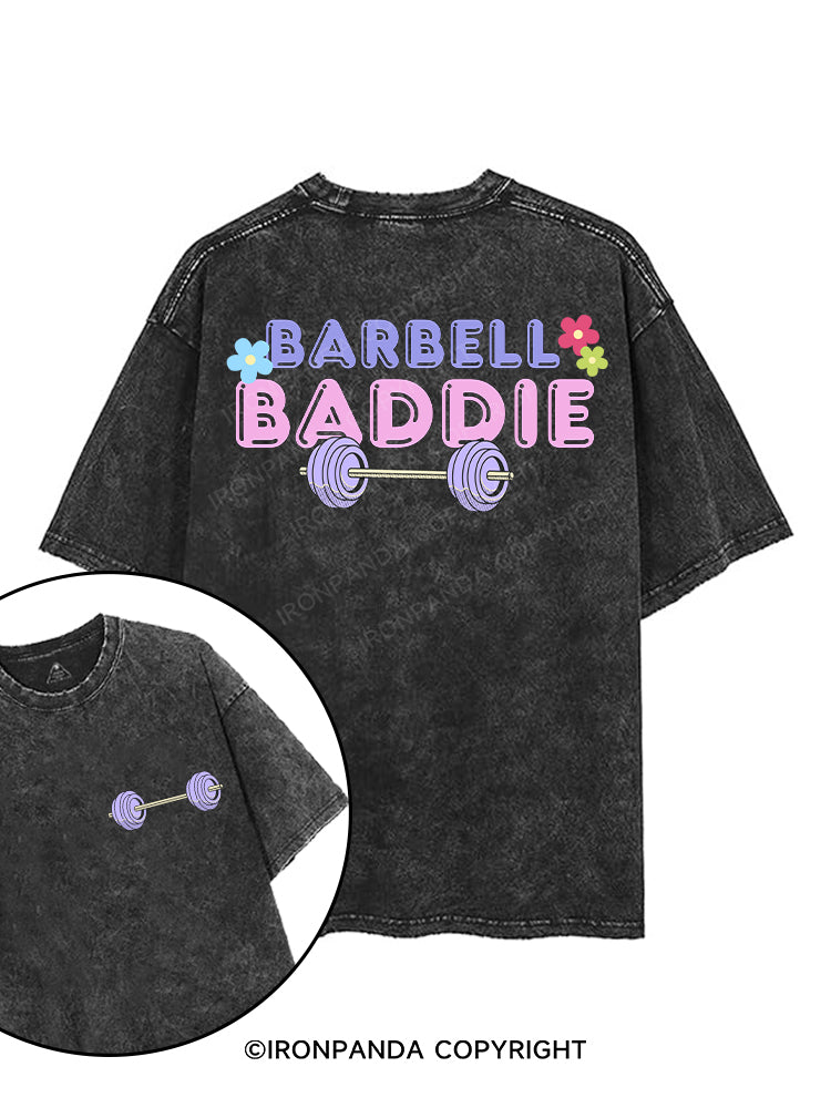 BARBELL BADDIE printed Gym Shirt