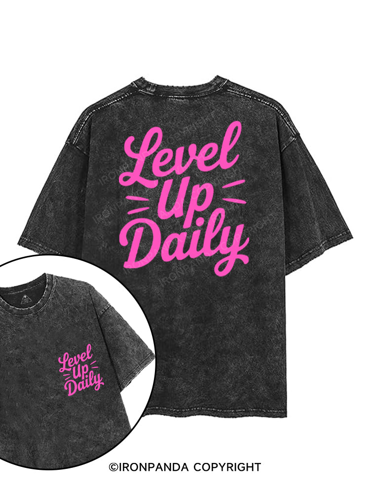 LEVEL UP DAILY printed Gym Shirt