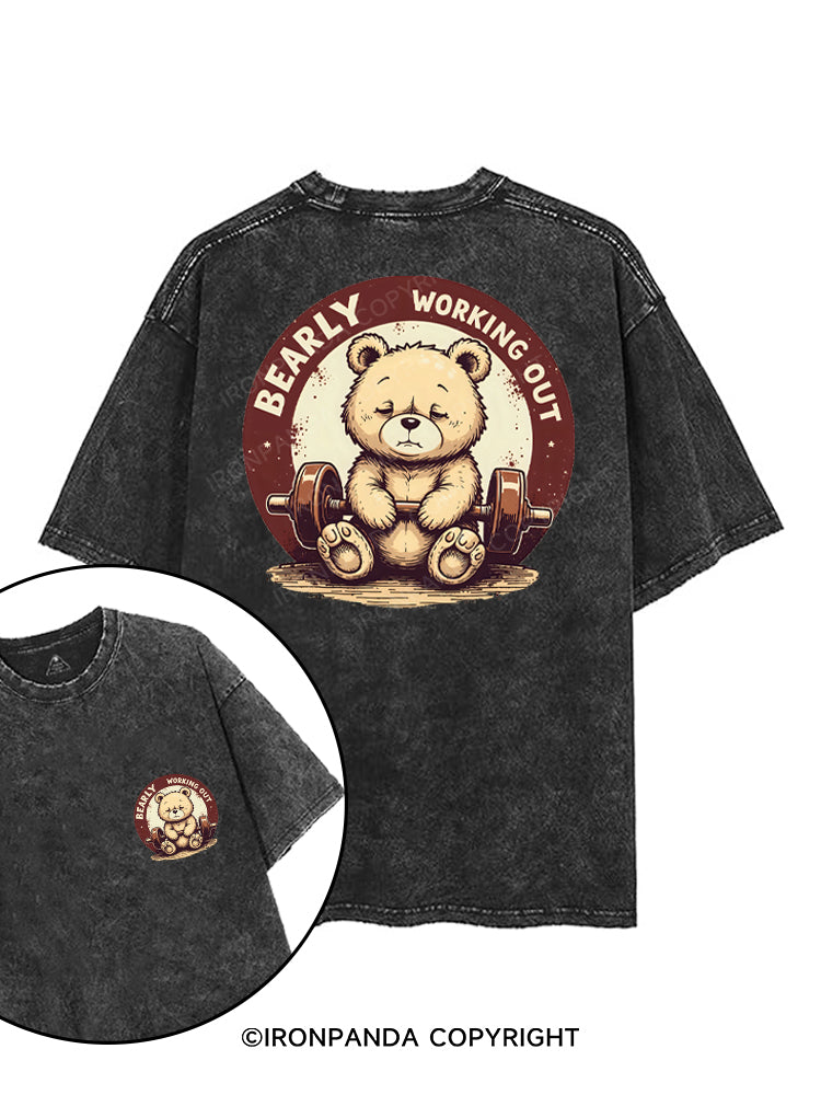 BEARLY WORKING OUT printed Gym Shirt