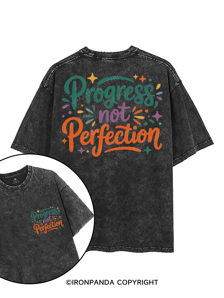 PROGRESS NOT PERFECTION printed Gym Shirt
