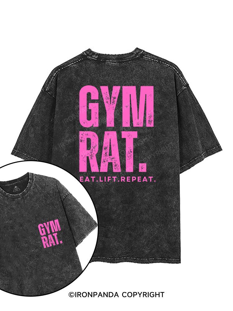 GYM RAT EAT LIFT REPEAT printed Gym Shirt