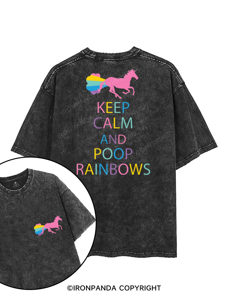 KEEP CALM AND POOP RAINBOWS printed Gym Shirt