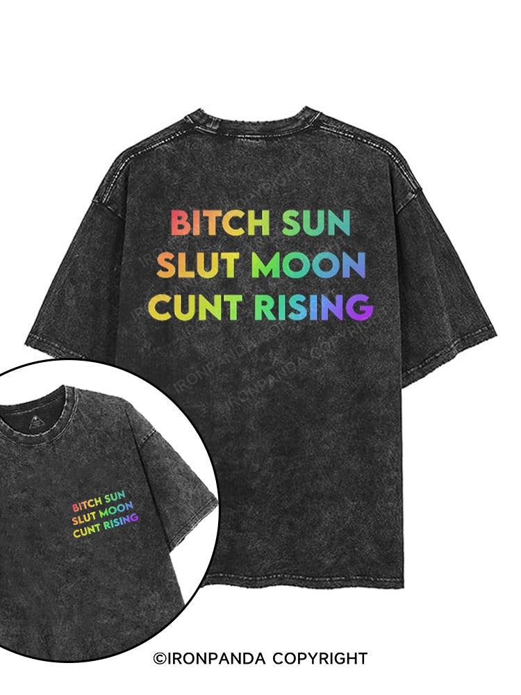 BITCH SUN SLUT MOON CUNT RISING printed Gym Shirt