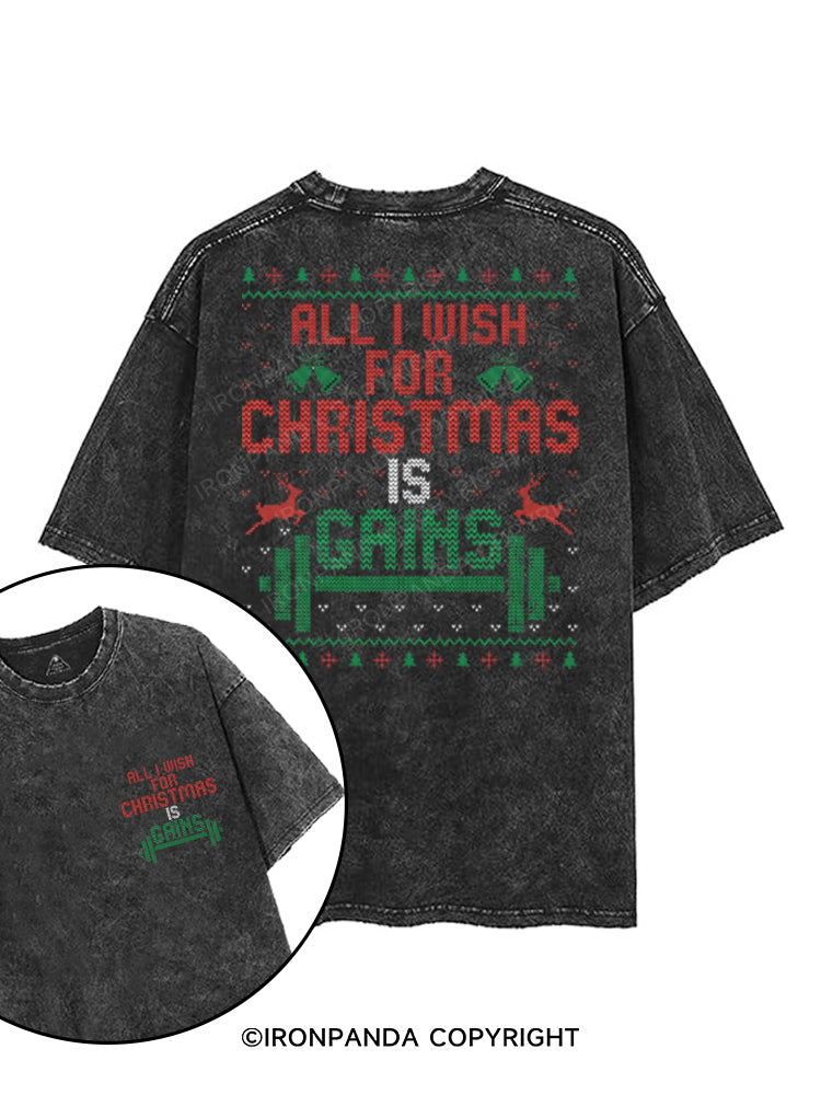 ALL I WISH FOR CHRISTMAS IS GAINS printed Gym Shirt