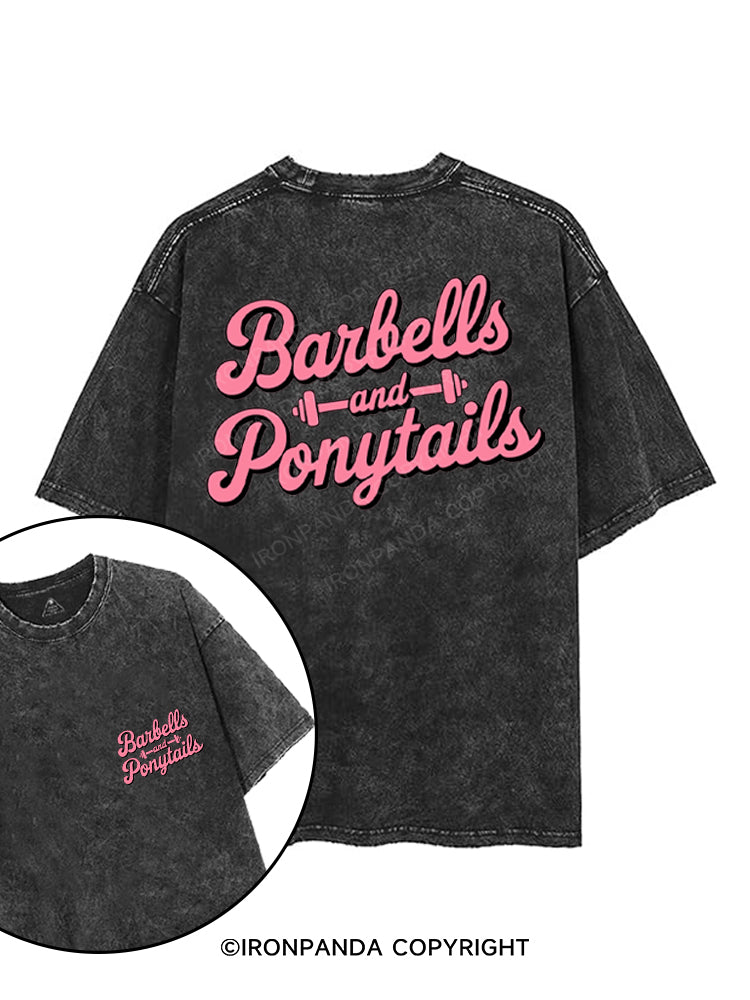 BARBELLS AND PONYTAILS printed Gym Shirt